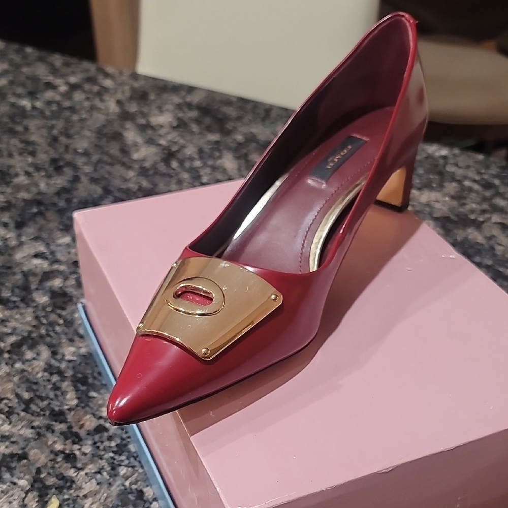 Elegant Red Leather Women's Heel